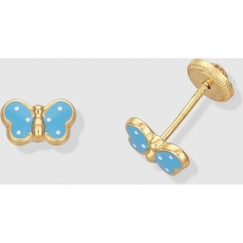 Pendientes de bebé de oro y esmalte con detalles en esmalte blanco
