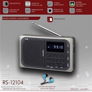 Radio Digital Multimedia - USB Micro SD 40 Memorias FM - con Batería Recargable
