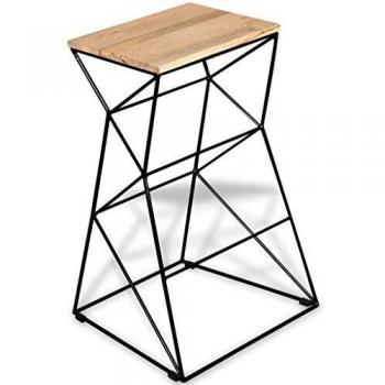 vidaXL Madera Maciza Mango 2x Taburetes de Cocina Mobiliario Decoración Hogar Modelo Alto Cómodo Clásico Estilo Único Tapizada Diseño Ergonómico