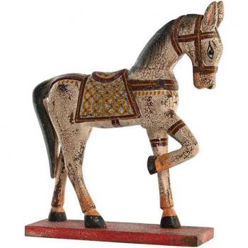 Figura Decorativa Caballo Hierro y Madera de Mango (35 x 10 x 42 cm) - Envejecido