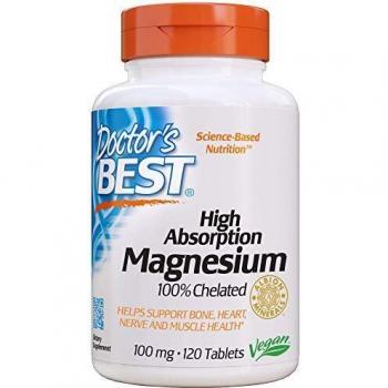 Doctor's Best, High Absorption Magnesium, 100 mg, 120 vegan Tablets, soy-free, gluten-free