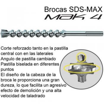 Broca SDS-MAX Mak4 20x320mm para hormigón - MAKITA P-77811