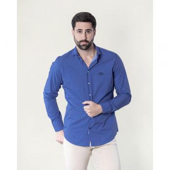 Camisa Spagnolo estampado cuello cutaway corte smart marino para hombre