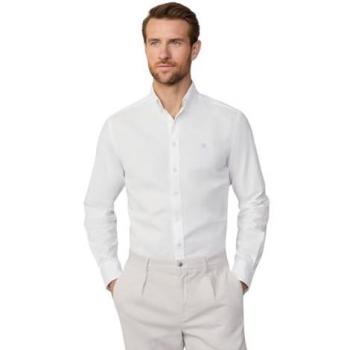 Camisa Oxford de Hombre Tailored Fit Teñida en Prenda Blanca - Hackett HM3010028