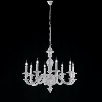 Araña Shabby Chic Leonardo Blanca 8 Luces E14