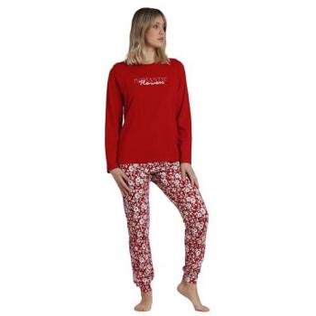 Pijama Largo de Mujer Romantic Winter Rojo - Admas, Homewear de Algodón 2024