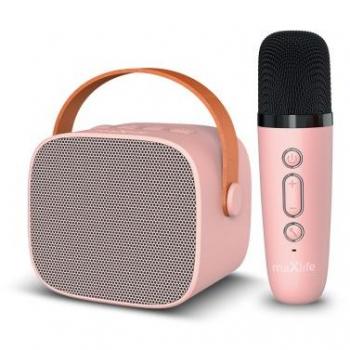 Altavoz Karaoke Bluetooth Maxlife MXKS-100 con Micrófono Portátil Rosa (5 horas de autonomía)