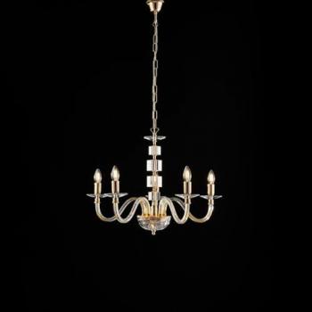 Araña Contemporánea Franz Cristal Oro 5 Luces E14