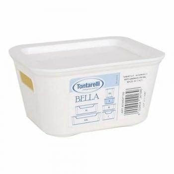 Caja de Almacenaje con Tapa Bella Antracita 13,9 x 11,4 x 7,2 cm (Pack de 12)