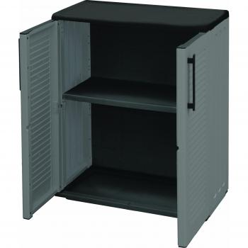 Art Plast Easy Armario de media altura en polipropileno, con bisagras de acero y balda regulable, Gris oscuro, 84x68x37, Pequeño