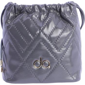 Bolso de hombro Don Algodón Siracusa gris con botón imantado, pespunte decorativo en zigzag, piel sintética y logo en metal