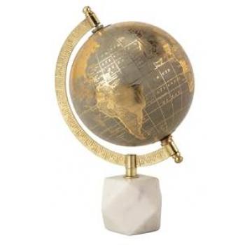 Bola del Mundo Decorativa 13x13x20 cm - Estilo Elegante con Acabado Impecable en Papel/PVC/Mármol/Metal