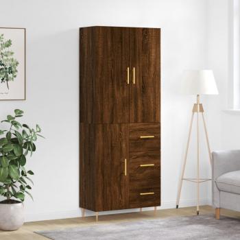 Aparador alto de madera contrachapada marrón roble 69,5x34x180 cm vidaXL