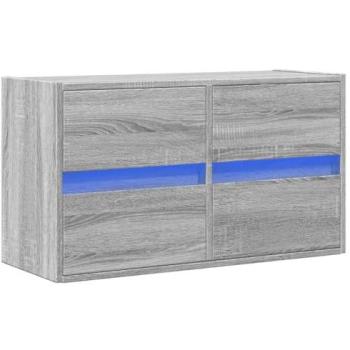 Mueble TV Multimedia con Estantería de Pared y Luces LED RGB, Sonoma, 80 x 31 x 45 cm, Gris