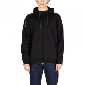EA7 Men's Black Cotton Blend Zip-Through Hoodie - Size 2XS