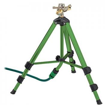 Aspersor Trípode Telescópico Verde y Negro con Difusor de Metal, Alcance hasta 9 m y Rotación 360° - Relaxdays