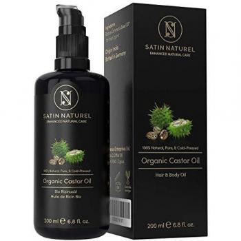 Aceite de Ricino ORGÁNICO – Vegano & Prensado en Frío- 100% Puro Tratamiento para Cabello, Pestañas, Piel y Uñas - Botella de Vidrio 200ml - Usar como Crema Hidratante Facial Mujer