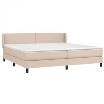 Cama Box Spring con Colchón de Cuero Sintético Cappuccino 200x200cm