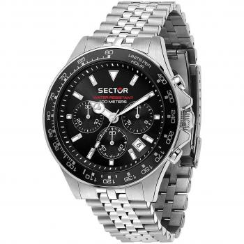 Sector 230 Men's Chronograph Quartz Watch - Stainless Steel, Black Dial, 100M Water Resistant