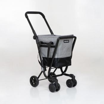 Playmarket Carro de Compra Easy Go Black Pepper Texturado con 4 Ruedas Giratorias, Bolsa Extraíble y Plegado Ultracompacto