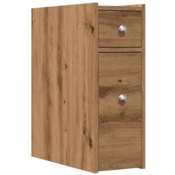 Armario de baño estrecho con ruedas madera roble artisian