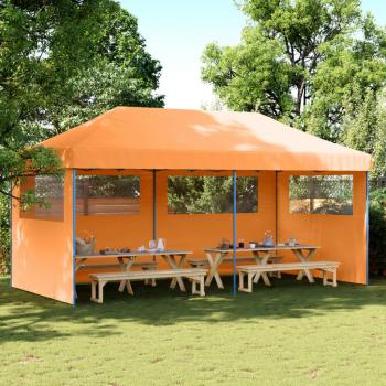 Tienda de fiesta plegable Pop-Up 3 paredes laterales naranja Vidaxl