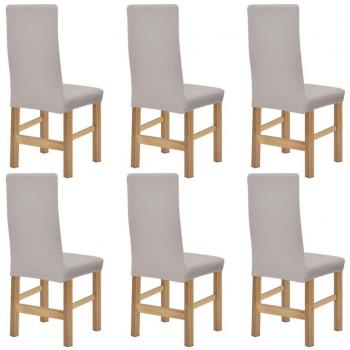 vidaXL Fundas elásticas para sillas modelo con respaldo pack de 6 unidades color beige