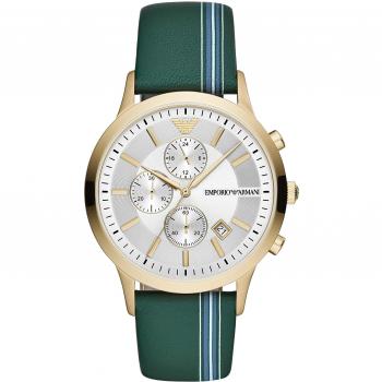 Emporio Armani Mens Chronograph Quartz Watch with Leather Strap AR11233