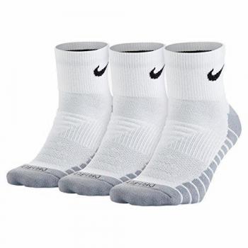 Nike Dry Cushion Quarter Sports Socks 3 Pack - White - Size: 42-46