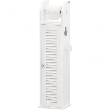 SoBuy Soporte de Baño de Pie para Papel Higiénico y Escobilla, BZR49-W Blanco, dimensiones 20 x 18 x 79 cm