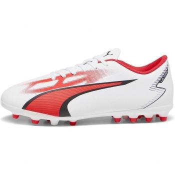 Botas de fútbol Puma Ultra Play MG Infantil, color blanco y rojo, talla 37.5, para niños