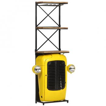 Botellero forma de tractor amarillo madera mango 49x31x172 cm