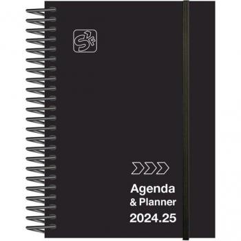 Agenda Escolar 2024-2025 Senfort Student Unicolor Espiral Tapa PP D/P 120x170 con Goma Academic Negro 1 Día por Página A6