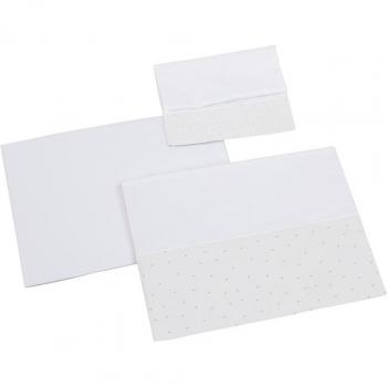 Juego de sábanas de 3 piezas para minicuna Micuna Shine (80 x 50 cm) con motivos grises y blancos
