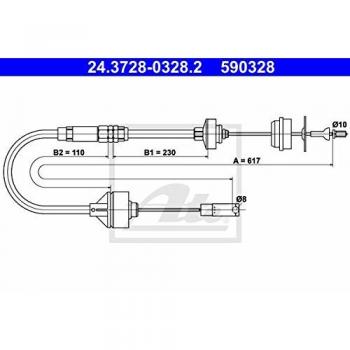 Cable de embrague ATE 24.3728-0328.2 - Compatible con vehículos, alta resistencia y durabilidad