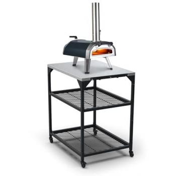 Ooni Medium Modular Pizza Oven Table - Stainless Steel, 60 x 80 x 90 cm, with 4 Wheels