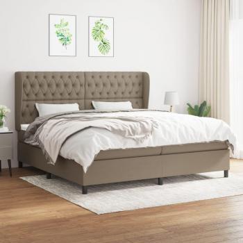 Cama box spring con colchón Tortera 200x200 cm en tela gris taupe