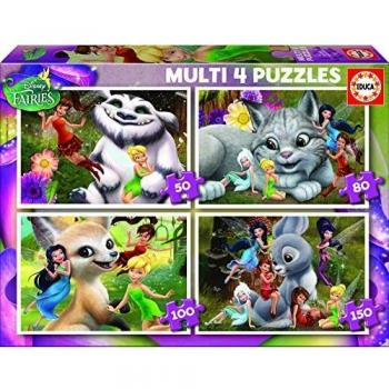 Puzzles Educa - Multi 4 Puzzles, diseño Fairies, 50-80-100-150 Piezas