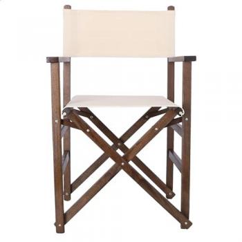 Sillón Director de Madera de Nogal con Lona Desenfundable, 51x46x86 cm - Beige - Crudo