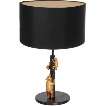 Lámpara de mesa Animaux 7203ZW, metal y lino, negro, diseño elegante