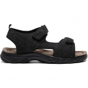 Sandalias de hombre negras Lois 86056 con cierre adherente y puntera descubierta
