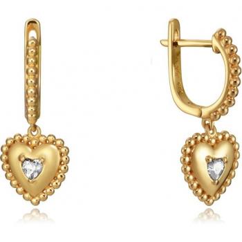 Pendientes Viceroy de Plata Bañada en Oro con Corazón de Circonitas