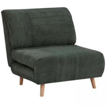 Sillón cama de terciopelo de canalé PALULA - Verde oscuro