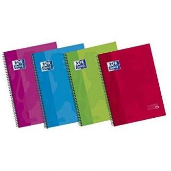 Oxford Classic Europeanbook-4, Pack de 5 Cuadernos Microperforados A5+, Tapa Extradura, Cuadrícula 5x5, Colores surtidos