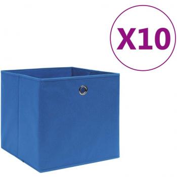 Cajas de almacenaje 10 uds tela no tejida azul 28x28x28 cm