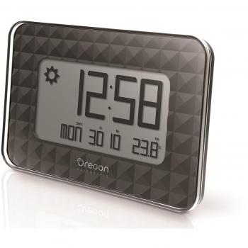 Oregon Scientific JW208_W - Reloj de Pared Digital GLAZE con termómetro y calendario, color Negro