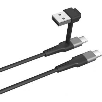 Muvit For Change Cable USB-C + USB Tipo A a USB-C 3A 15W 1.2m Negro