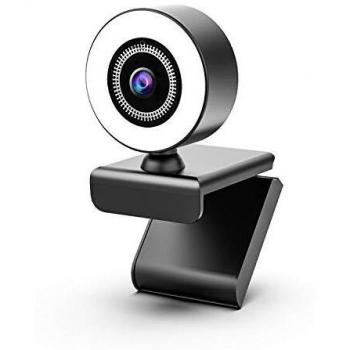 OVIFM Webcam con Micrófono y Anillo de Luz, Camara Web 2K para PC/Mac/Ordenador Portatil/Sobremesa, Plug and Play USB 2.0/3.0, Web CAM para Youtube, Skype, Zoom, Xbox One, PS4 y Videoconferencia