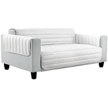 Italian Bed Linen Elegant Funda Protectora para Sofá, Microfibra, Blanco/Blanco, 4 plazas