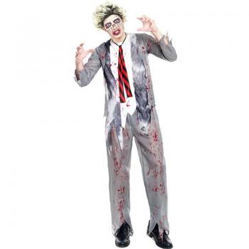 Disfraz de Zombie Colegial Gris Talla L para Hombre